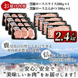 ふるさと納税 黒豚ロース（スライス・とんかつ）セット（2.4kg） c0-096 鹿児島県志布志市