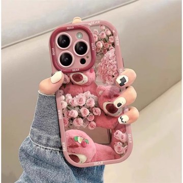 適用蘋果17promax手機殼16pm鏡頭全包防摔iphone15pro彩繪玫瑰草莓熊14卡通可愛13潮牌11高級感x女款硅膠奶油