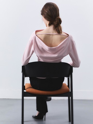 Drape Strap Cotton Blend Jersey Top [Pale Pink]