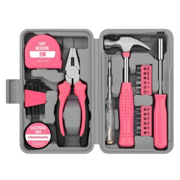 多件式工具組 工具箱組 24件粉色【升級款】 家用收納 多格分隔 粉嫩配色