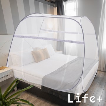 Life+ 2024最新款 加大加寬加高免安裝大方頂蒙古包雙開門蚊帳_雙人加大款