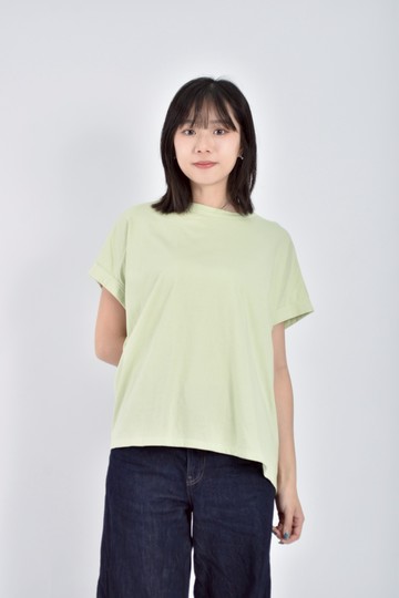 (2XL) nouvelle ou paradis質感棉質純棉寬版薄荷綠色短袖上衣