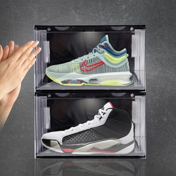 收納職人 時尚加厚加高透明LED發光聲控鞋盒/收納盒_1入/組 - 質感白