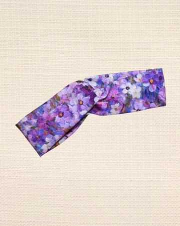 紫色 油畫風 花 髮帶