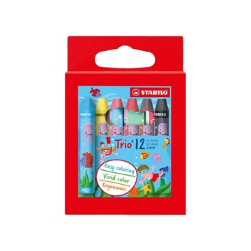 STABILO 德國 思筆樂 Trio 三角筆身油性粉蠟筆 12色組 / 盒 2612