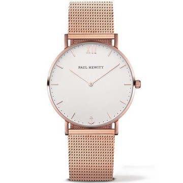 【PAUL HEWITT】德國工藝 Sailor Line 簡約風格腕錶 PH-SA-R-ST-W-4S 白/玫瑰金 39mm