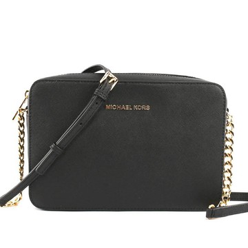 Michael Kors 金字logo方形鏈帶斜背包(黑色)