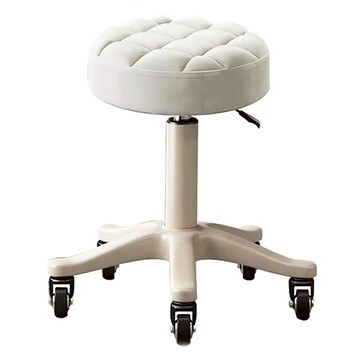 E家工廠 小凳子 300-HB 米白色 可升降滑輪椅  1個