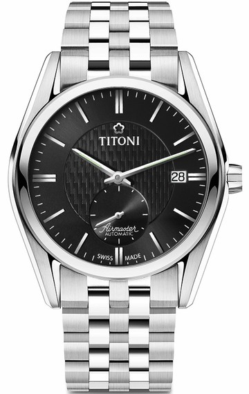 TITONI 梅花錶 空中霸王系列 機械男腕錶(83709S-501)-40mm-黑面鋼帶【刷卡回饋 分期0利率】【APP下單點數13倍送】