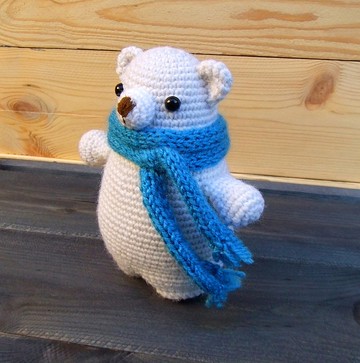 北極毛絨熊 amigurumi，鉤針北極熊玩具，毛絨動物 amigurumi