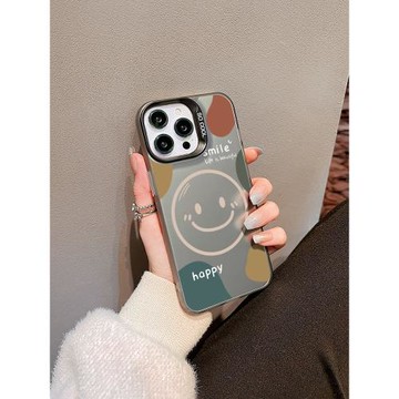 適用蘋果15promax手機殼笑臉情侶16promax新款高級感iphone14/13高端保護套卡通小眾12pm全包撞色ins11男xs女