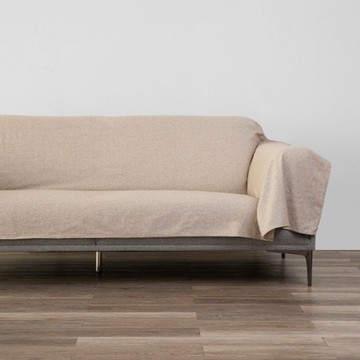 艾禮思雙色紗平織沙發鋪巾三人180x360cm 米棕