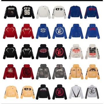 集合Hellstar Sports Zip Up Hoodie 大logo洗水男女純棉帽衫衛衣