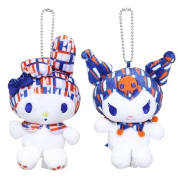 小禮堂 Sanrio 三麗鷗 x ELLE 絨毛玩偶吊飾 (格紋款) 美樂蒂 酷洛米