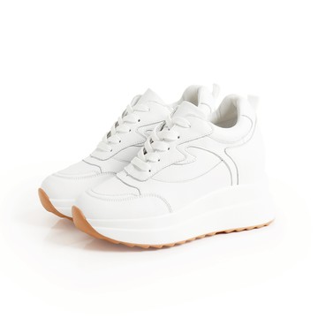 Viina 個性厚底真皮休閒鞋-白