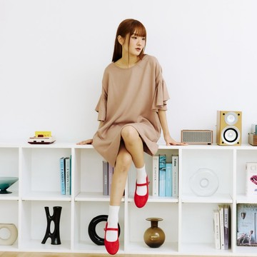 【HotSummer】Ruffled Mini Dress In Beige Color