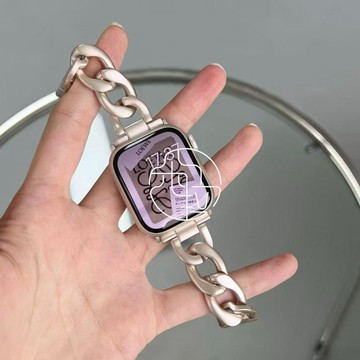 牛仔鏈 金屬錶帶 簡約 高級 適用 Apple Watch 11 10 9 8 SE 錶帶 46mm 42mm 蘋果錶帶