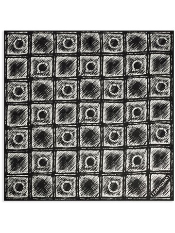 Ferragamo - sketch-print silk scarf - women - Silk - One Size - Black