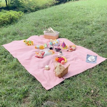 外貿戶外露營野餐墊小清新格子ins風野餐桌布春游便攜草坪墊批發