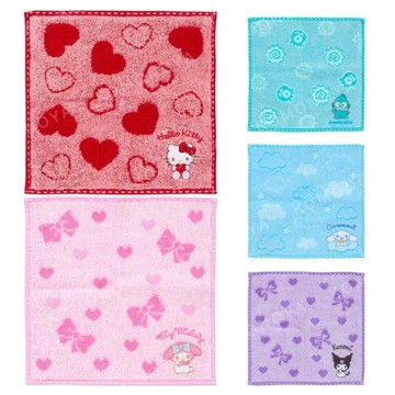 小禮堂 Sanrio 三麗鷗 棉質方巾 20x20cm (滿版圖案款) Kitty 美樂蒂 大耳狗 漢頓