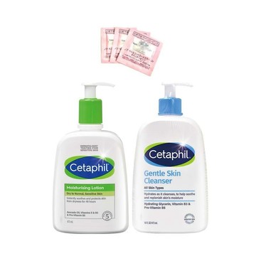 Cetaphil 溫和潔膚乳/長效潤膚乳437ml (任2瓶+美妝體驗包X3包)-乾擦/濕洗/卸淡妝