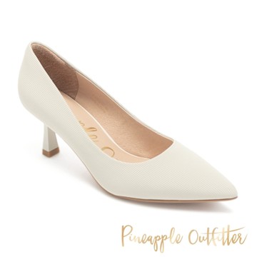 Pineapple Outfitter-簡約直紋線條感中跟鞋 GAIVA-白色