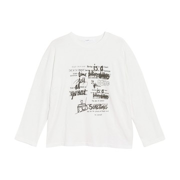 拼圖文字排版薄長袖上衣