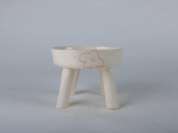 /簡單花/ 手捏陶瓷寵物碗