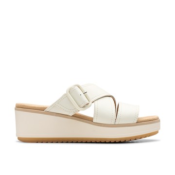 Clarks 夏日時刻- Wrenly Jane 簡約寬帶時尚楔型厚底拖鞋 (白色) CLF82089S-女