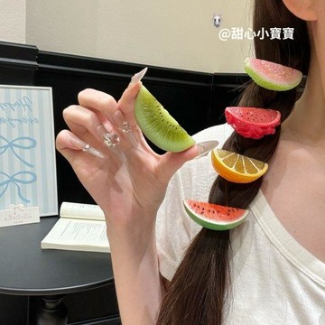 🥇隔日達出💎創意清新水果西瓜髮夾仿真水果夾側邊夾女髮卡食物髮飾搞怪頭飾