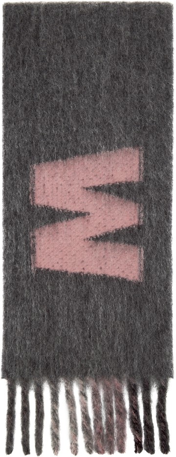Marni 灰色 Maxi Logo 围巾