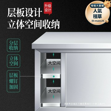 新品上市!!熱門爆品！！【人氣爆款】廚房操作臺不鏽鋼工作檯面儲物櫃切菜桌子帶拉門案板商用娜幽