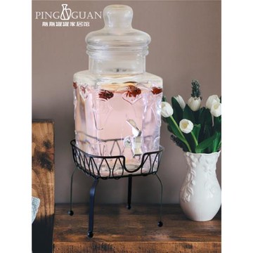 無鉛加厚玻璃果汁罐帶龍頭家用10斤釀酒桶泡酒瓶飲水機桶密封罐