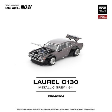 POP RACE 304 1/64 日產 Nissan LAUREL C130 METALLIC GREY 合金模型車