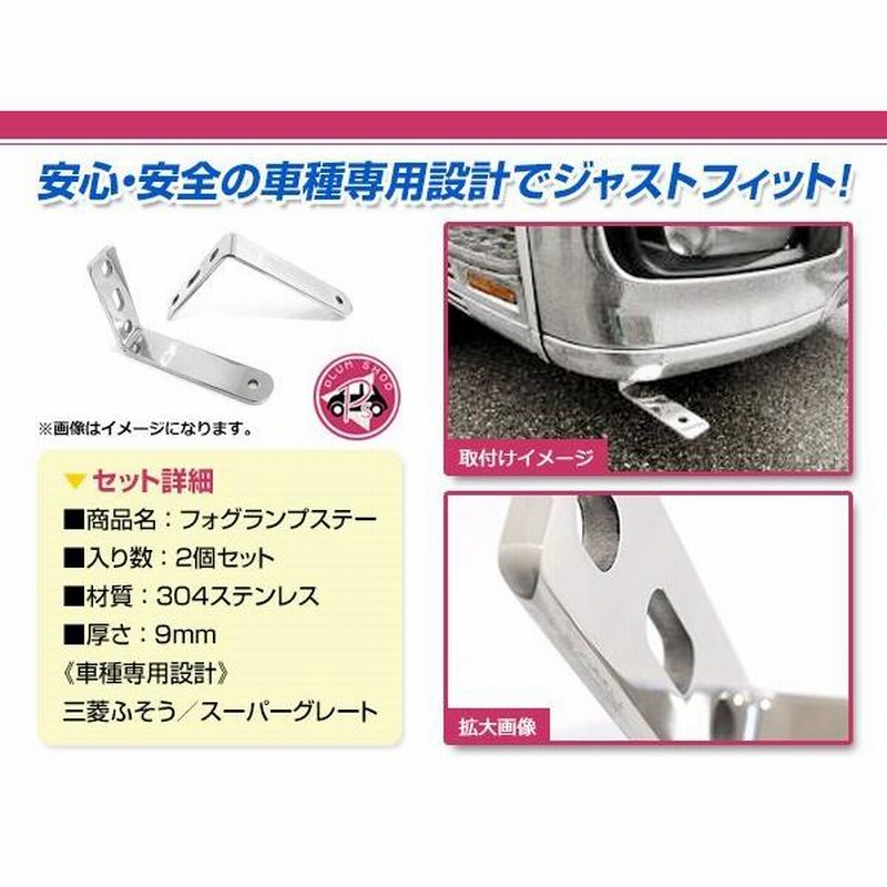 三菱ふそう スーパーグレート H19/4〜H29/4 ステンレス フォグランプ ステー 2個セット 厚9ｍｍ 鏡面 外装 デコトラ |  LINEショッピング