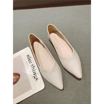 軟底豆豆鞋女2025新款春夏季奶奶鞋百搭平底復古淺口尖頭單鞋瓢鞋