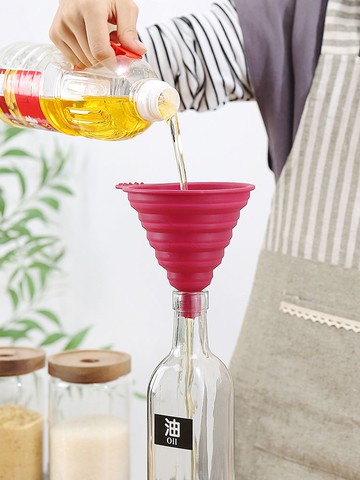 硅膠漏斗家用可折疊大口徑大號廚房烘焙加油倒油神器食品級分液器