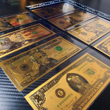統編發票/免運 創意金箔美金工藝復古紀念禮品收藏欣賞送朋友同事禮物 土豪裝飾 土豪飾品 交換禮 生日 相框