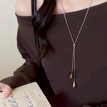 時尚水滴流蘇項鍊女簡約個性氣質設計感配飾