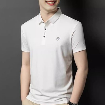 [巴黎精品] POLO衫短袖T恤-冰絲無痕格子透氣男上衣5色v1bf14