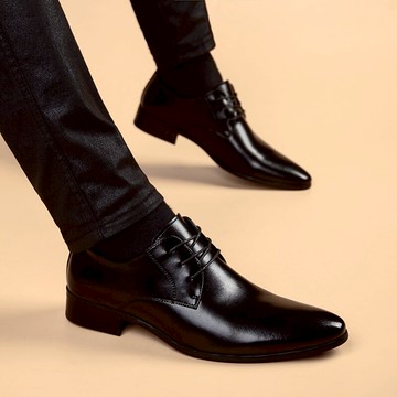 2021春秋款真皮商務男鞋青年時尚內增高韓版英倫發型師皮鞋潮男款