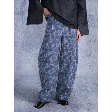 【SALE6折】PaleBlueDot藍點·原創設計師藍色花錐形褲