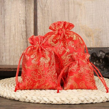 ✨臺灣熱賣✨中國風刺繡 龍紋香囊 珠寶首飾收納袋 抽繩束口小布袋 錦緞香包空袋子 珠寶首飾小布袋 錦緞布袋 抽繩收納袋