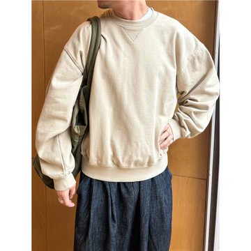 Anniehall23fw vintage復古重磅圓領衛衣日系山系480g毛圈