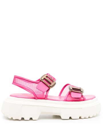 Hogan - mesh chunky sandals - women - Calf Leather/Fabric/Rubber/Calf Leather - 37 - Pink