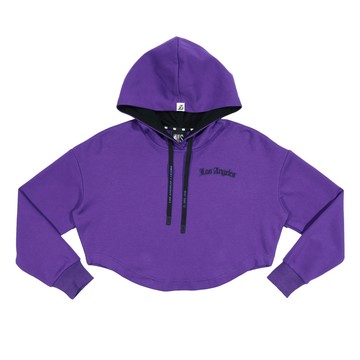 NBA 女款 短版 拼色 連帽T恤 湖人隊 3552105090