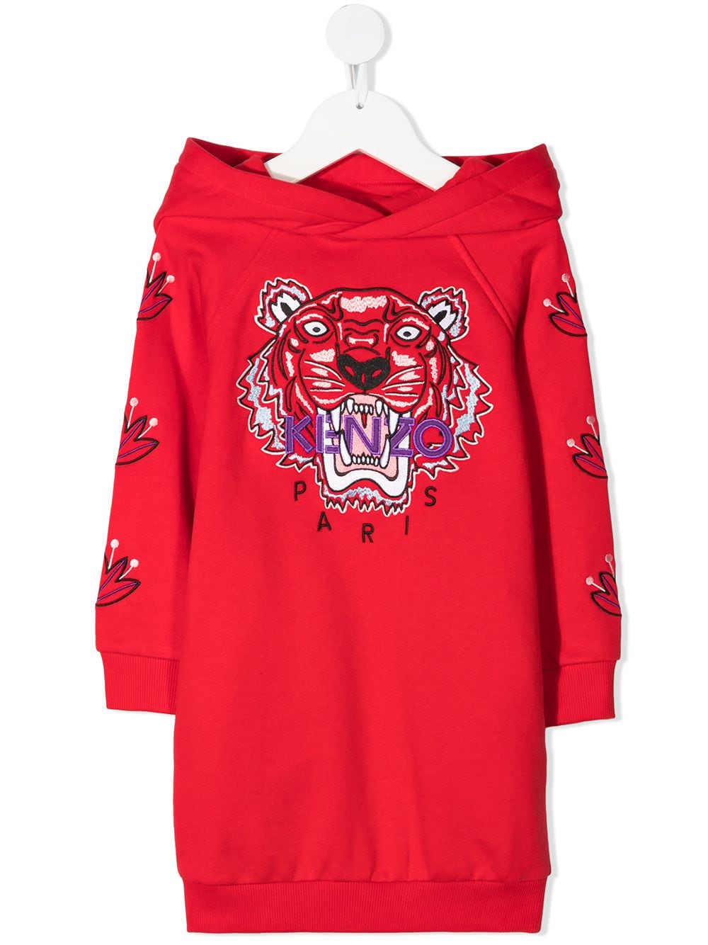 Kenzo Kids - signature Tiger motif sweatshirt dress - kids - Polyester/Cotton - 8 yrs - Red