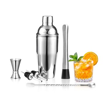 跨境調酒工具套裝調酒器6件套酒吧搖酒壺三段式雞尾酒工具雪克杯