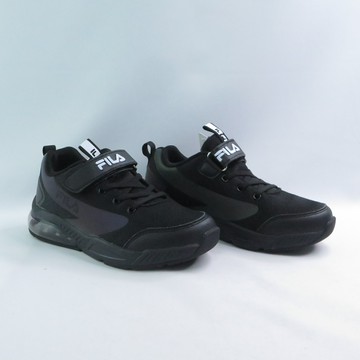 FILA 3J402Z060 中大童鞋 運動鞋 慢跑鞋 魔鬼氈 氣墊 支撐 抗菌防臭 黑【iSport愛運動】