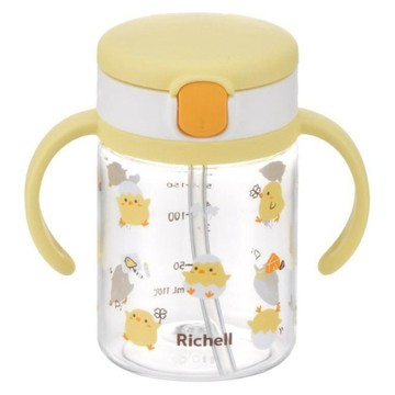Richell 利其爾 Aqulea第5代吸管水杯 小雞咕咕  黃色  1個  200ml